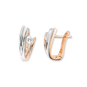 Earrings in red and white gold with cubic zirconia 