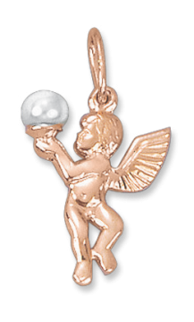 Pendant in red gold of 585 assay value with natural pearl 