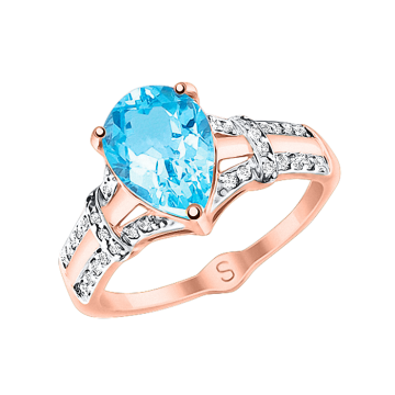 Gelb gold 585 Damenring mit Topas und Zirkonia 