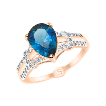 Rotgold 585° Damenring mit Zirkonia, London Topas 