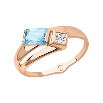 Lady´s ring in red gold of 585 assay value with topaz and zirconia 