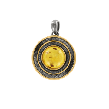 Gold-plated silver pendant with amber 