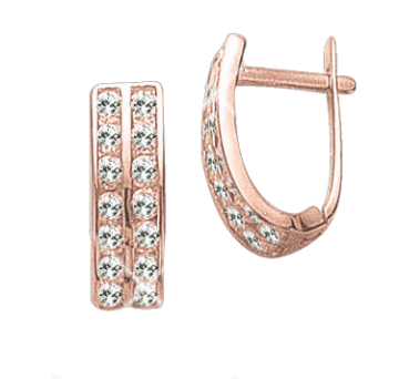 Earrings in red gold with cubic zirconia 