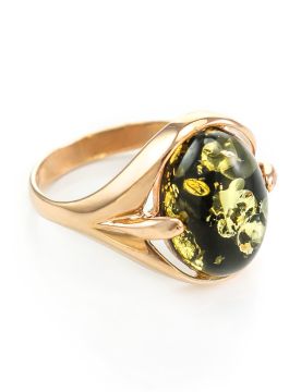 Vergoldete Damen-ring aus 925er Silber mit Bernstein 