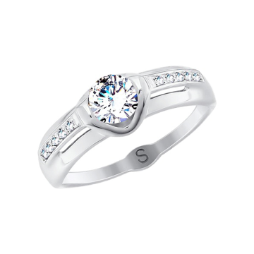 Lady´s ring in white gold of 585 assay value (14K) with zirconia 