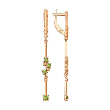 Earrings in red gold of 585 assay value with Swarovski crystals 