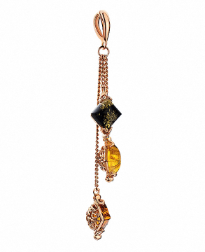 Gold-plated silver pendant with amber 