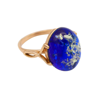Gold-plated silver and rhodium ring with amber 