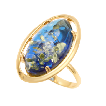 Gold-plated silver and rhodium ring with amber 