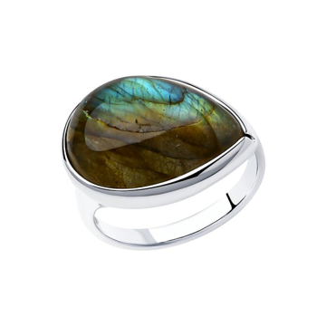 Damenring aus 925er Sterling Silber mit Blauer Labradorit 