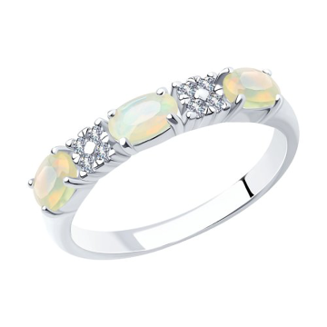 Damen-ring aus 925er Silber mit Zirkonia  und Opal HTS 