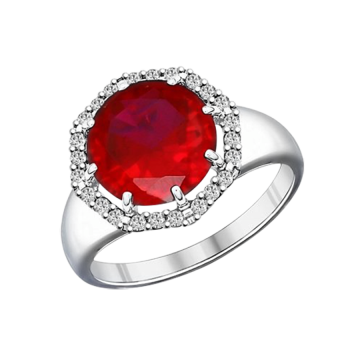 Damenring aus 925er Sterling Silber mit Rubin HTS und Zirkonia 