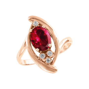 Damenring aus Rotgold 585° mit Rubin HTS., Zirkonia 