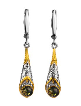 Gold-plated silver earrings with amber 
