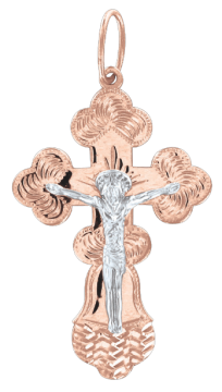 Cross from red and white gold of 585 assay value 