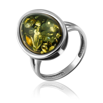 Silver ring with amber 
