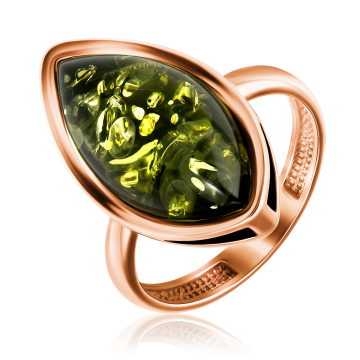 Gold-plated silver and rhodium ring with amber 