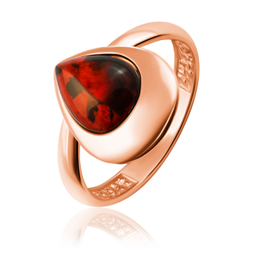 Vergoldete Damen-ring aus 925er Silber mit Bernstein 