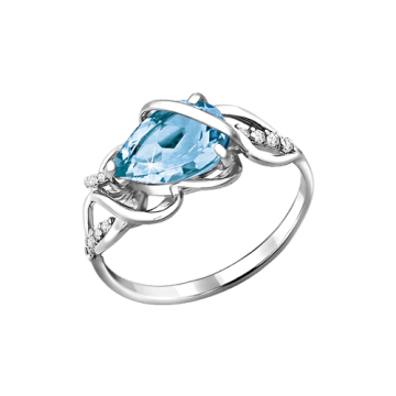 Damenring aus 925er Silber mit blau Topas, Zirkonia 