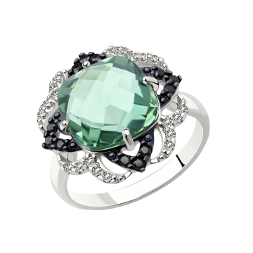 Damen-ring aus 925er Sterling Silber mit Quarz und Zirkonia 