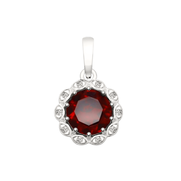 925er Sterling Silber Anhänger mit Zirkonia und Granat 