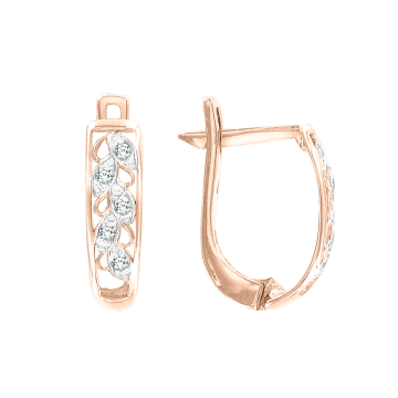 Earrings in red gold with cubic zirconia 