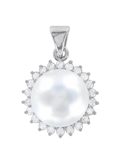 Silver pendant with cubic zirconia and pearl 