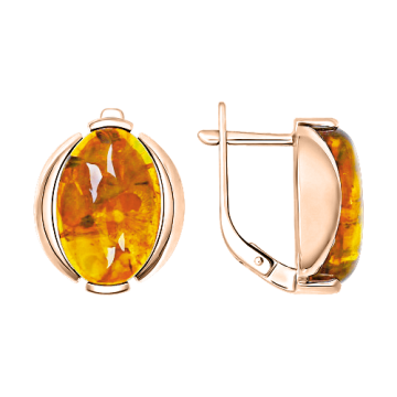 Gold-plated silver earrings with amber 