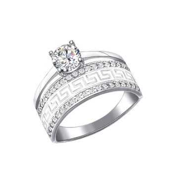 Silver ring with enamel and zirconia 
