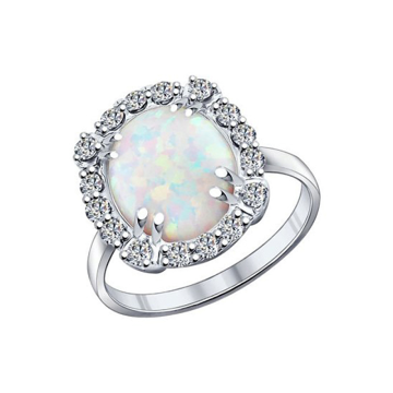 Damen-ring aus 925er Silber mit Zirkonia  und Opal HTS 