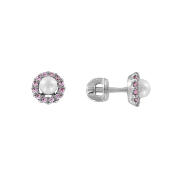 Silver earrings with pearl and zirconia 