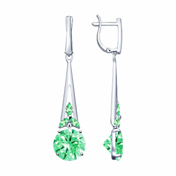 Серебряные серьги 925 пробы, вставка Циркон 