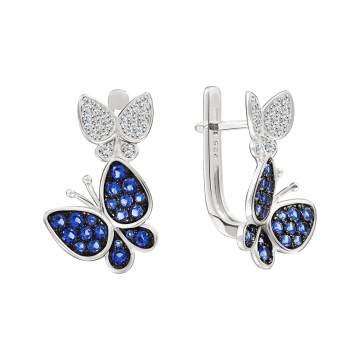 Серебряные серьги 925 пробы. Вставка: Фианиты 