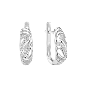 Серебряные серьги 925 пробы, вставка фианиты 