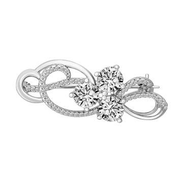 Silver brooch with zirconia 