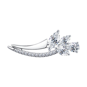 Silver brooch with zirconia 