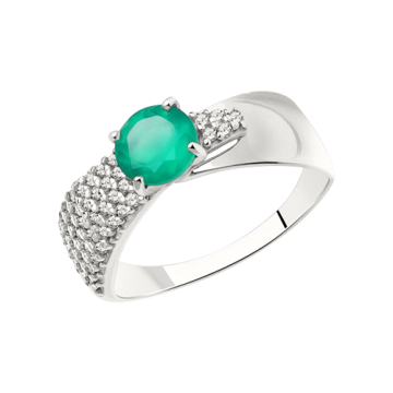 Damen-ring aus 925er Sterling Silber mit Achat, Zirkonia 
