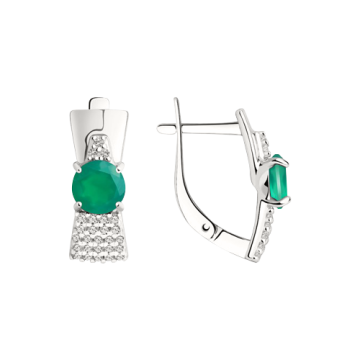Серебряные серьги 925 пробы, вставка фианиты 