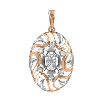 Pendant in red gold of 585 assay value with zirconia 