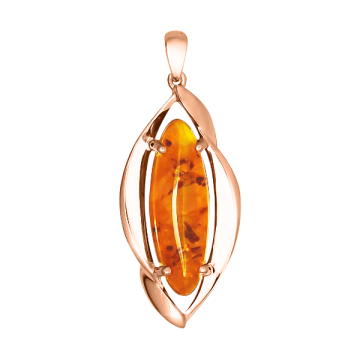 Gold-plated silver pendant with amber 