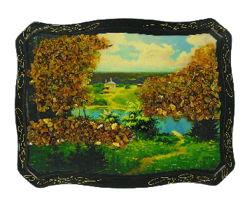 Painting decorated with amber 