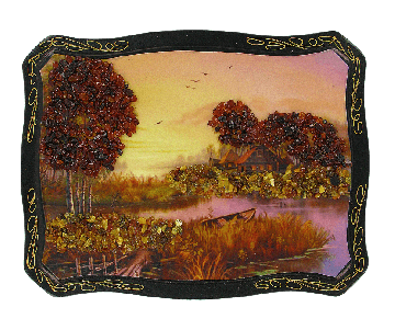 Painting decorated with amber 