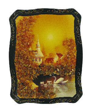 Painting decorated with amber 