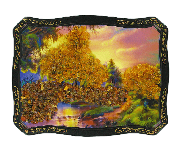 Painting decorated with amber 