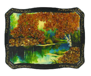 Painting decorated with amber 
