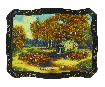 Painting decorated with amber 