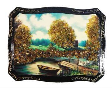 Painting decorated with amber 