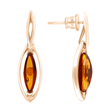 Gold-plated silver earrings with amber 
