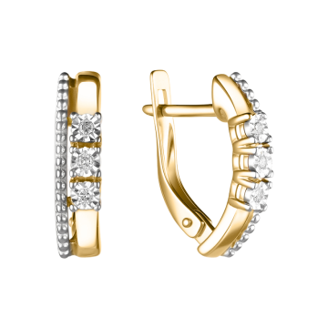 Earrings in yellow gold of 585 assay value with diamonds 