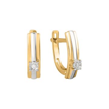 Earrings in yellow gold of 585 assay value with diamonds 